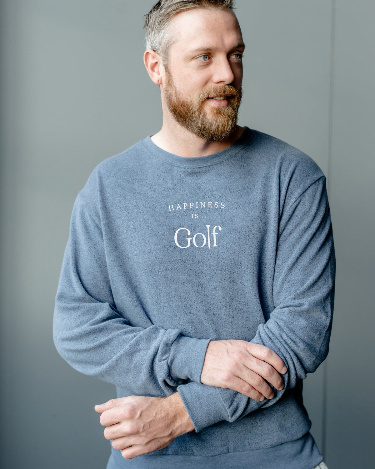 Men's Golf Crew Sweatshirt, Heather Navy